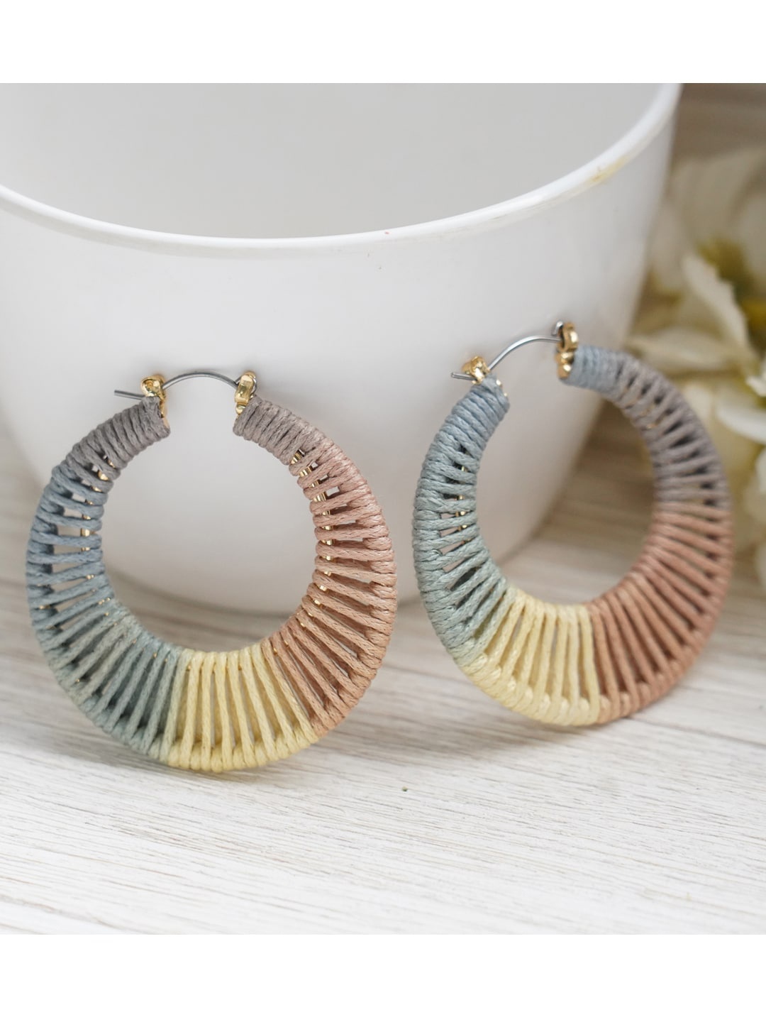 

MIZORRI Brown Contemporary Hoop Earrings