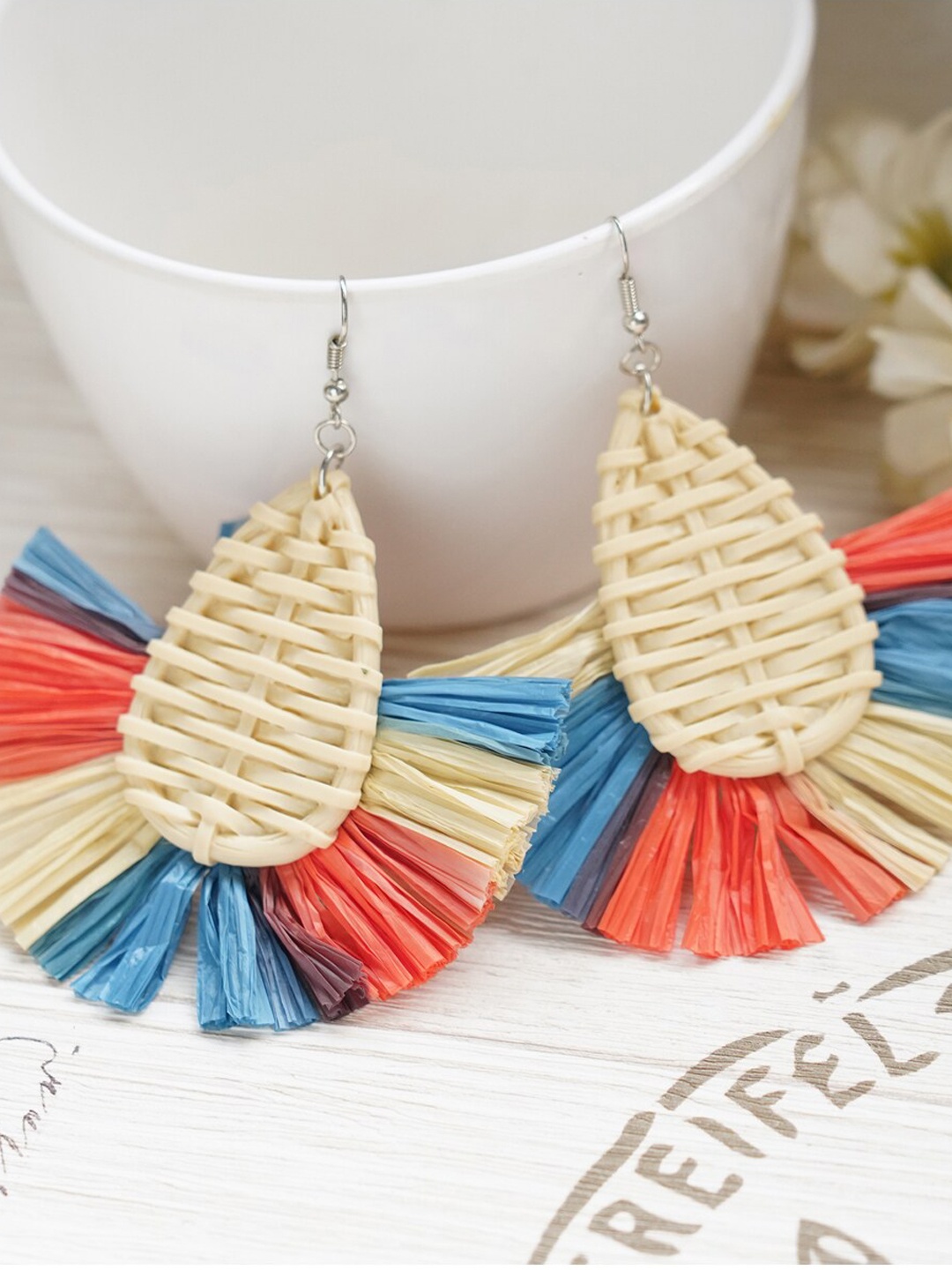 

MIZORRI Multicoloured Contemporary Drop Earrings, Multi