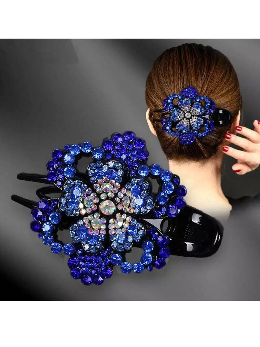 

MIZORRI Women Blue & Silver-Toned Claw Clip