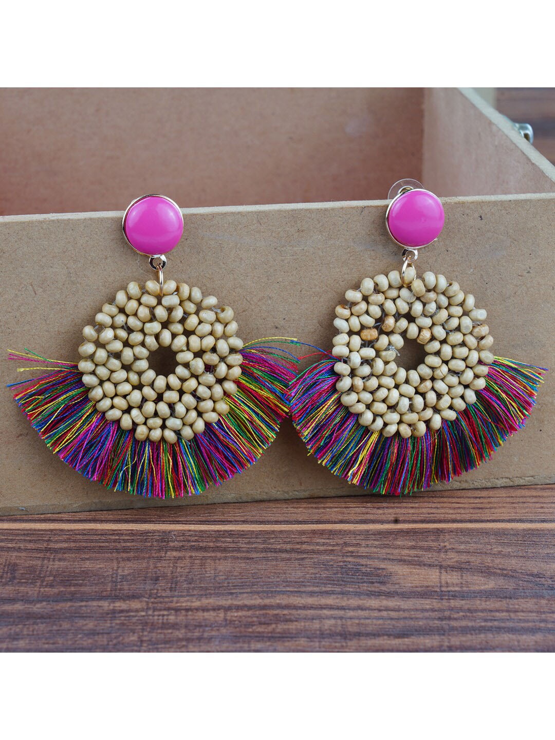 

MIZORRI Multicoloured Contemporary Drop Earrings, Multi