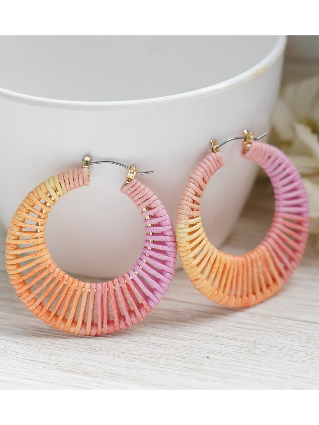 

MIZORRI Multicoloured Contemporary Hoop Earrings, Multi