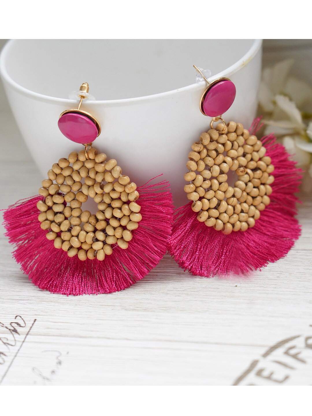 

MIZORRI Pink Contemporary Drop Earrings