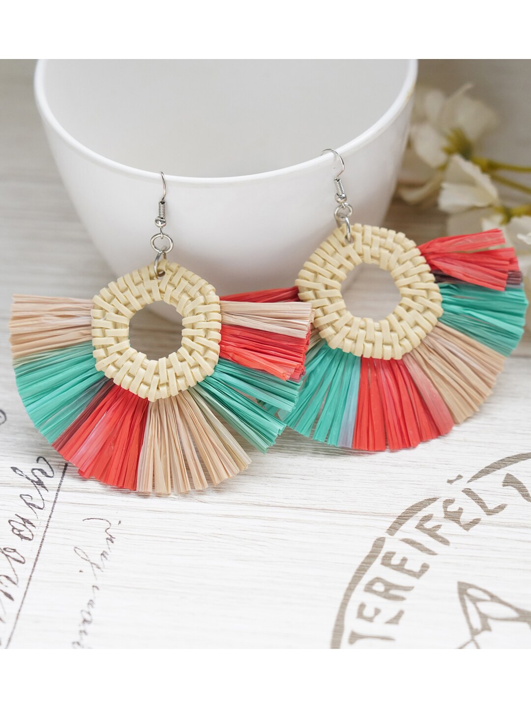 

MIZORRI Multicoloured Contemporary Drop Earrings, Multi
