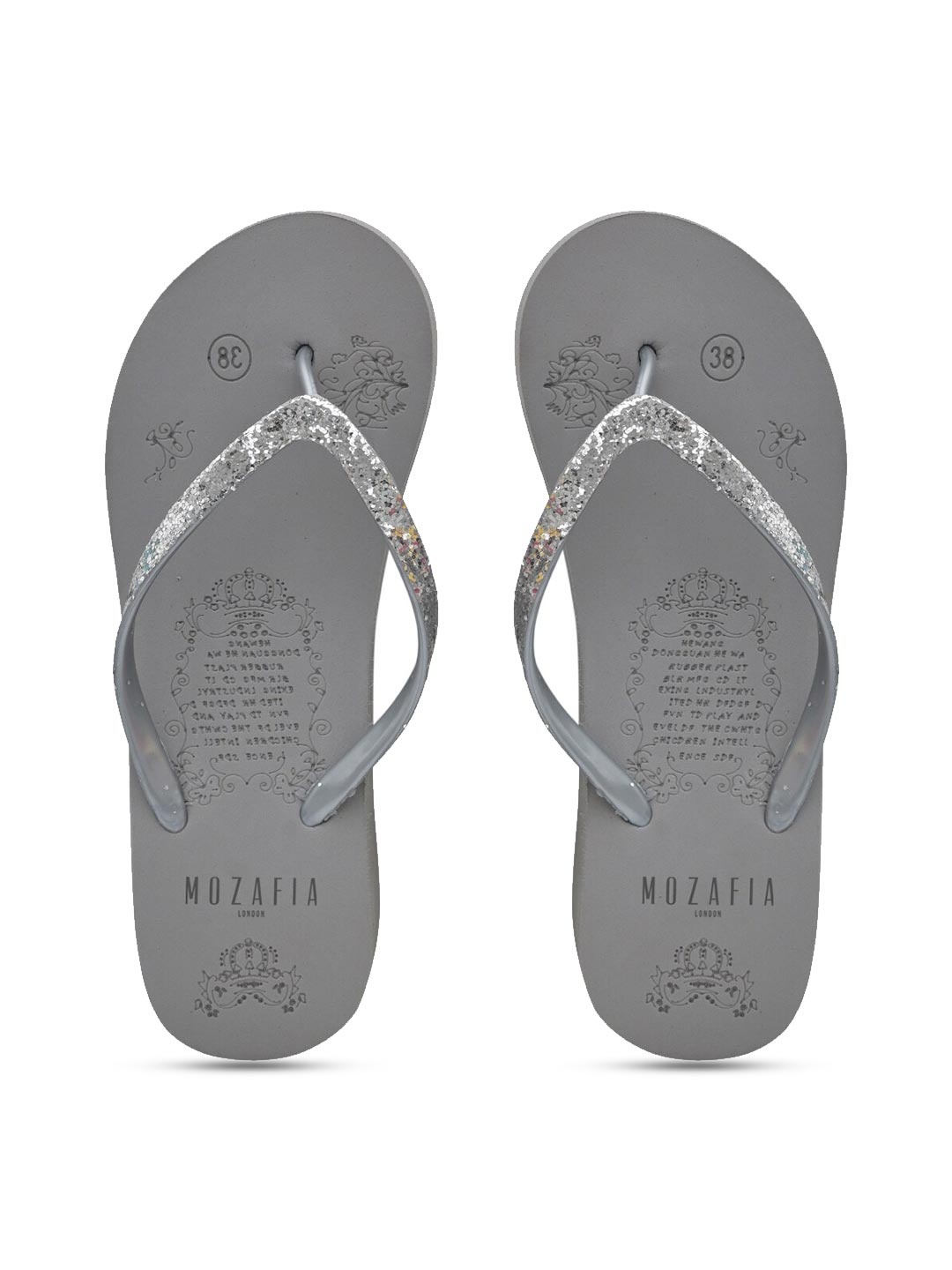 

MOZAFIA Women Grey Rubber Thong Flip-Flops