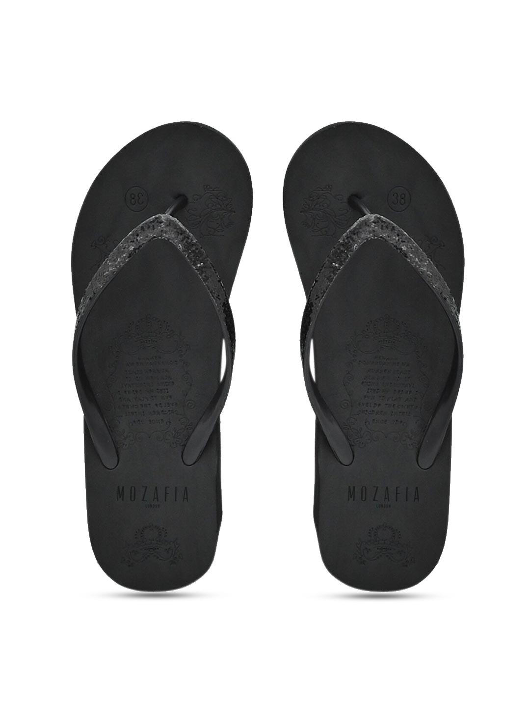 

MOZAFIA Women Black Rubber Thong Flip-Flops