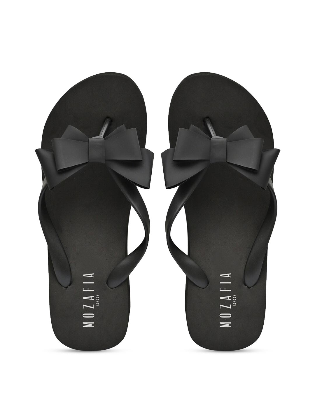 

MOZAFIA Women Black & White Rubber Thong Flip-Flops