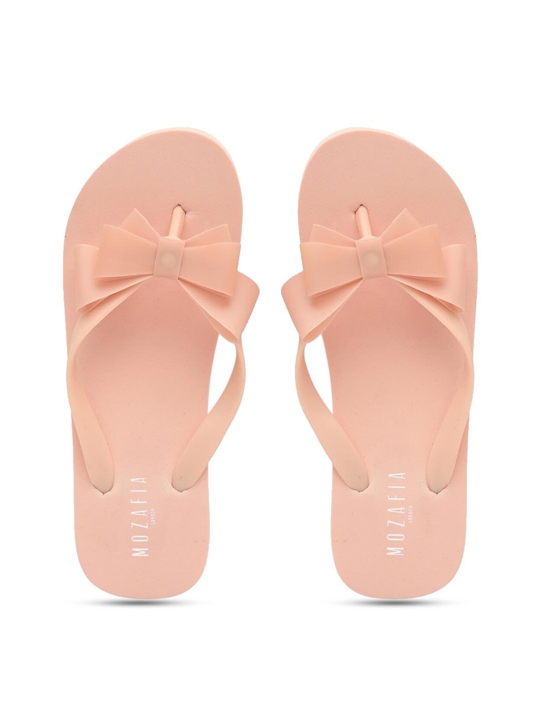 

MOZAFIA Women Pink & White Rubber Thong Flip-Flops