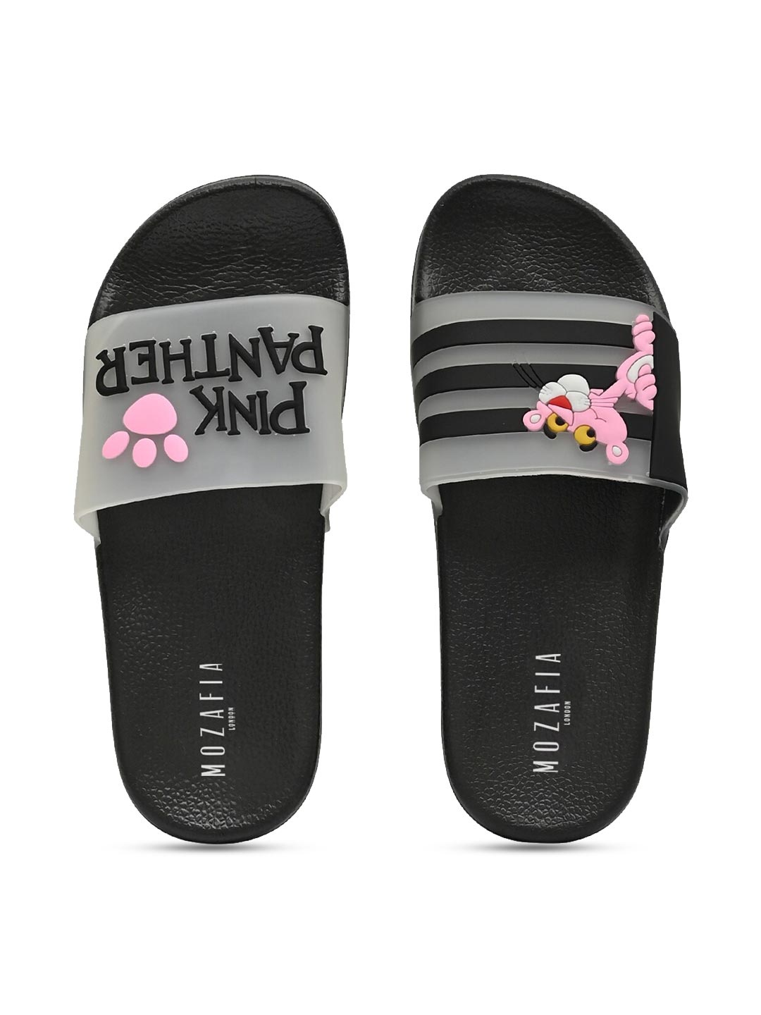 

MOZAFIA Women Black & Pink Printed Sliders