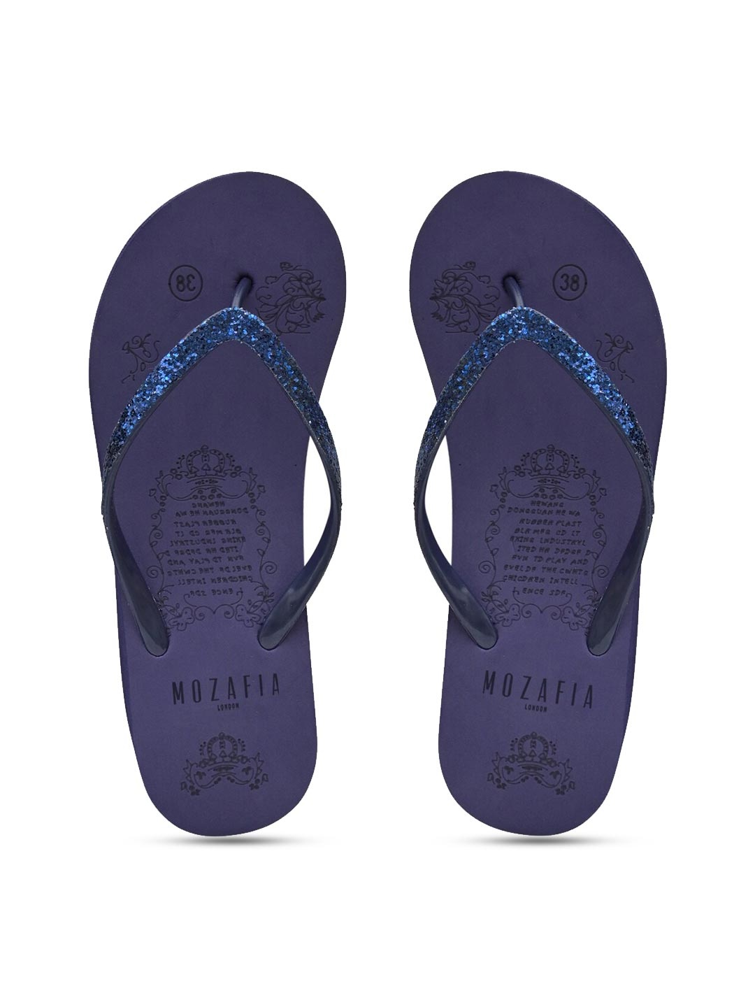 

MOZAFIA Women Blue & Black Rubber Thong Flip-Flops