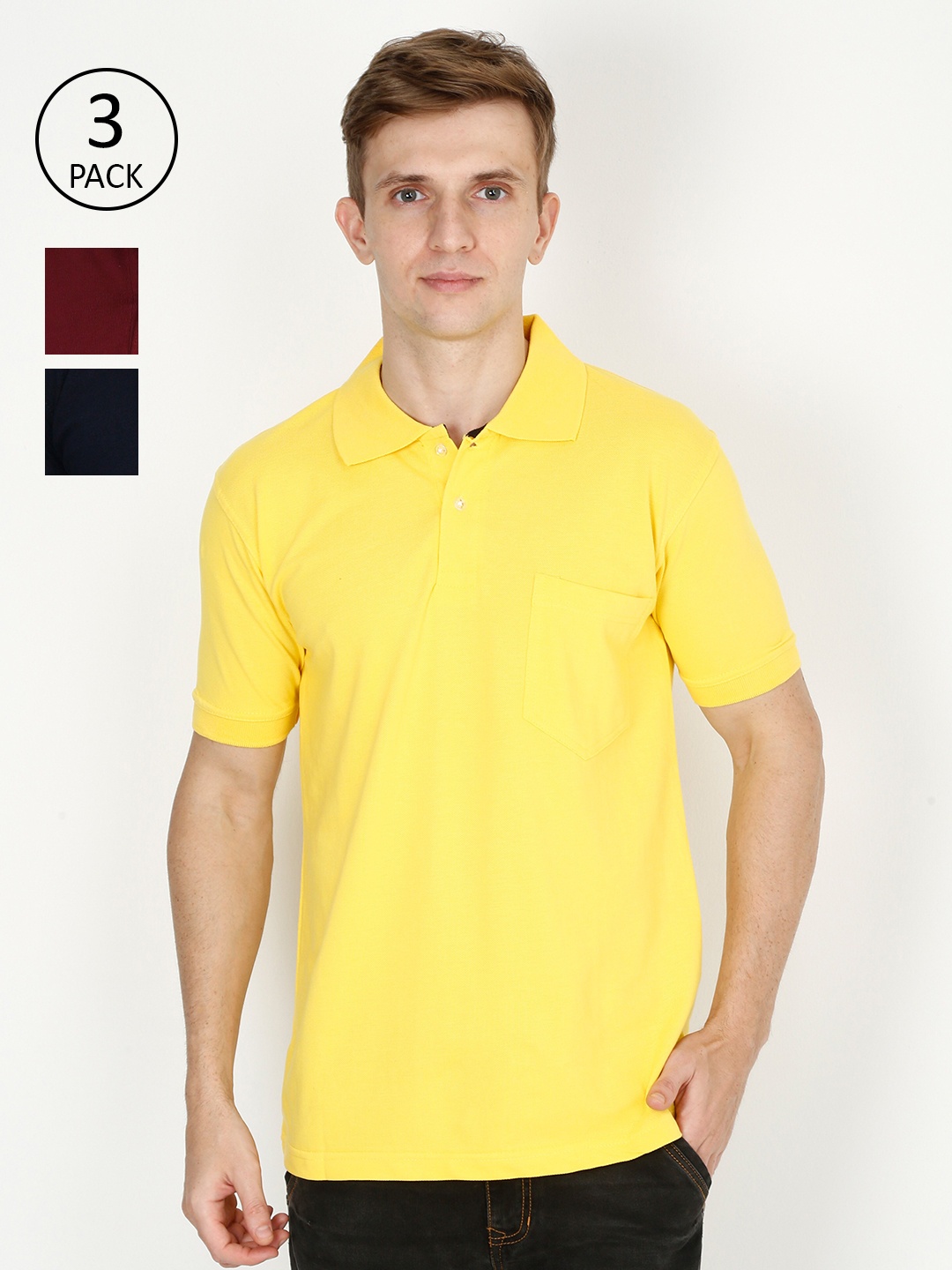 

Fleximaa Men Multicoloured & sunny 3 Polo Collar T-shirt, Multi