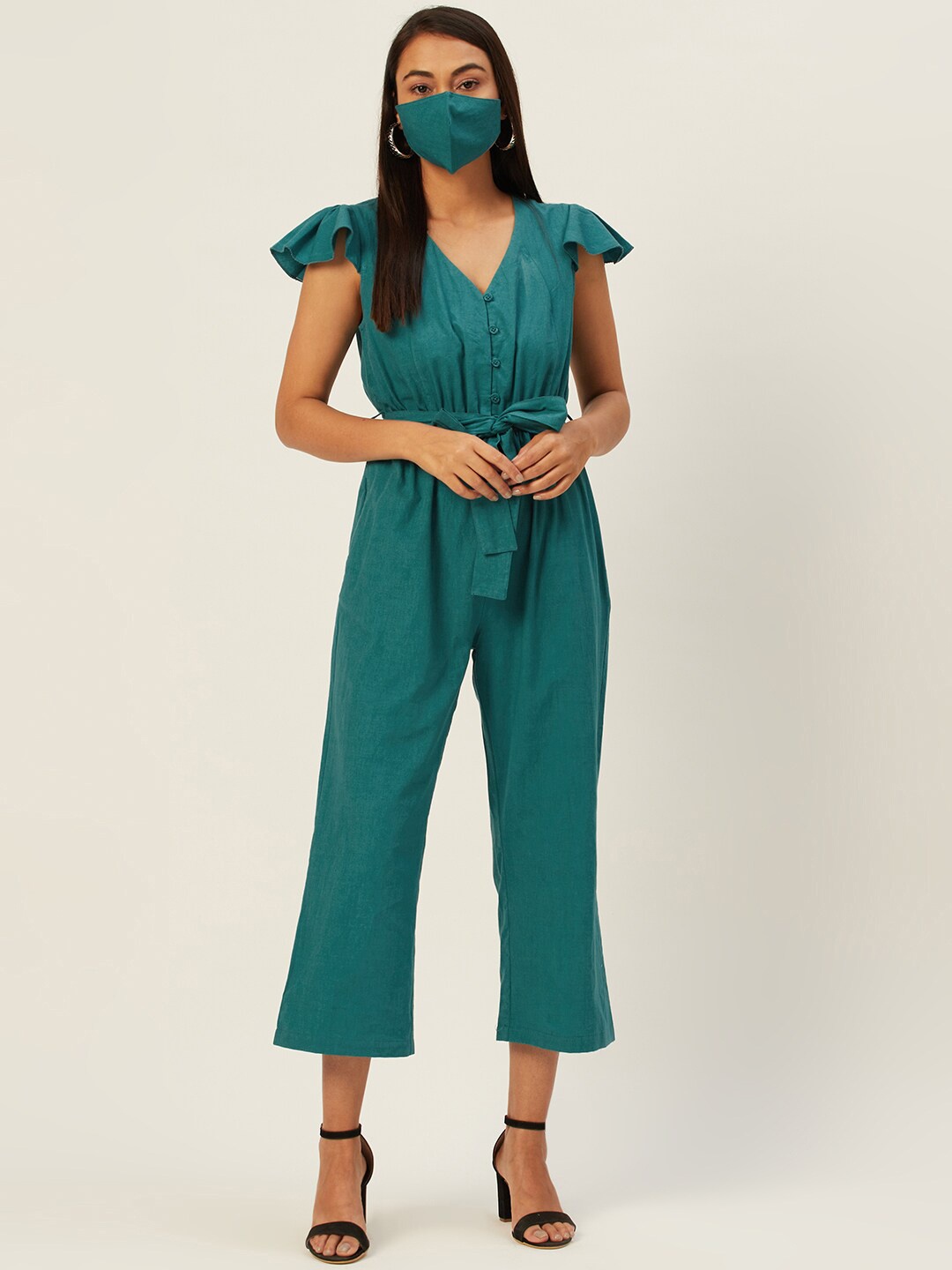 

DressBerry Teal Basic Jumpsuit