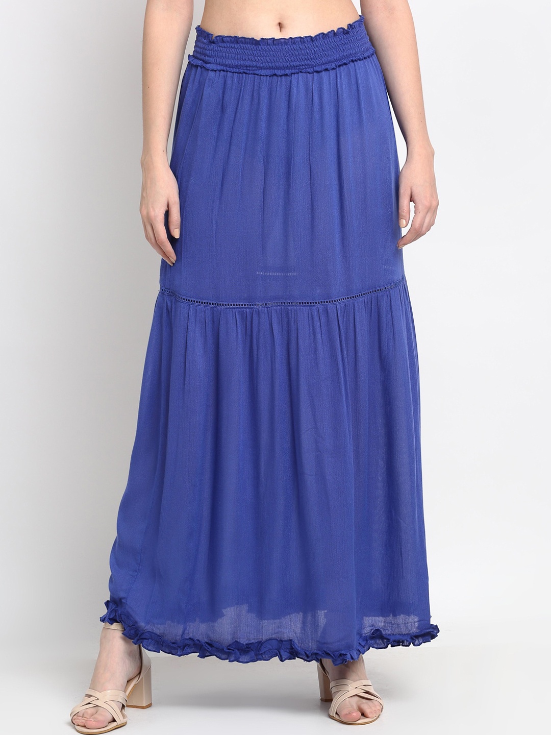

DressBerry Women Navy Blue Solid Maxi Length Flared Skirts
