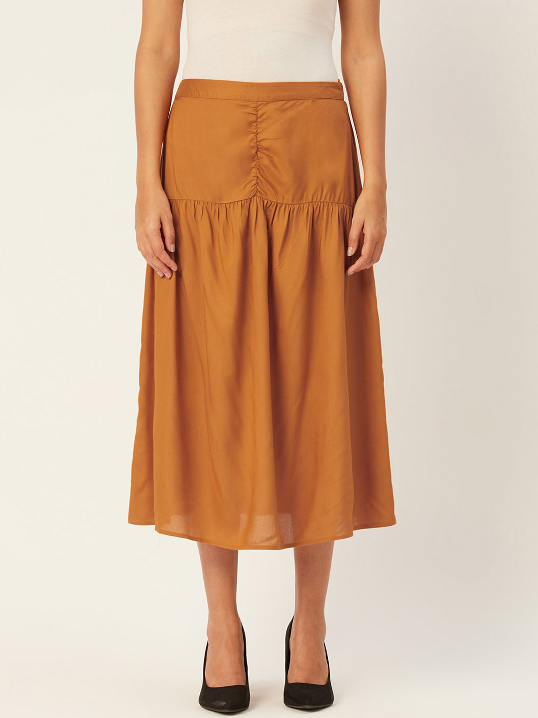 

DressBerry Women Brown Printed Maxi A-Line Skirts
