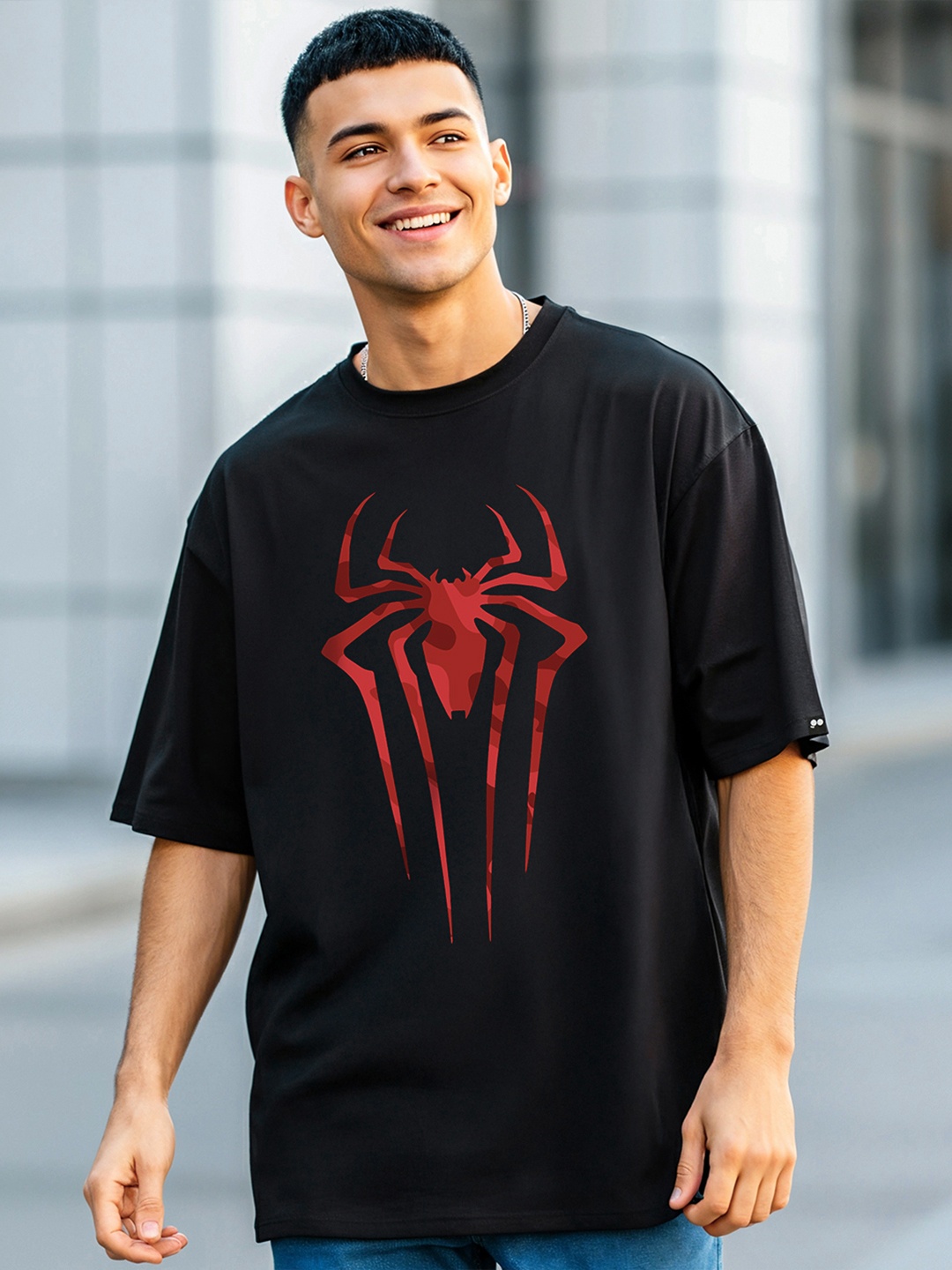 

Bewakoof Men Black Printed Oversized T-shirt