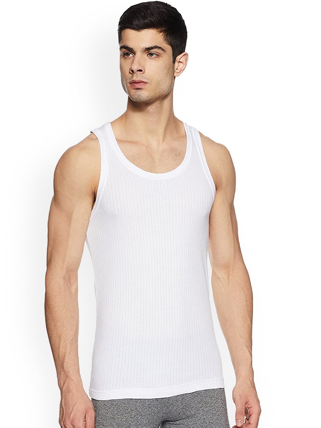

Macroman M-Series Men White Solid Innerwear Vest