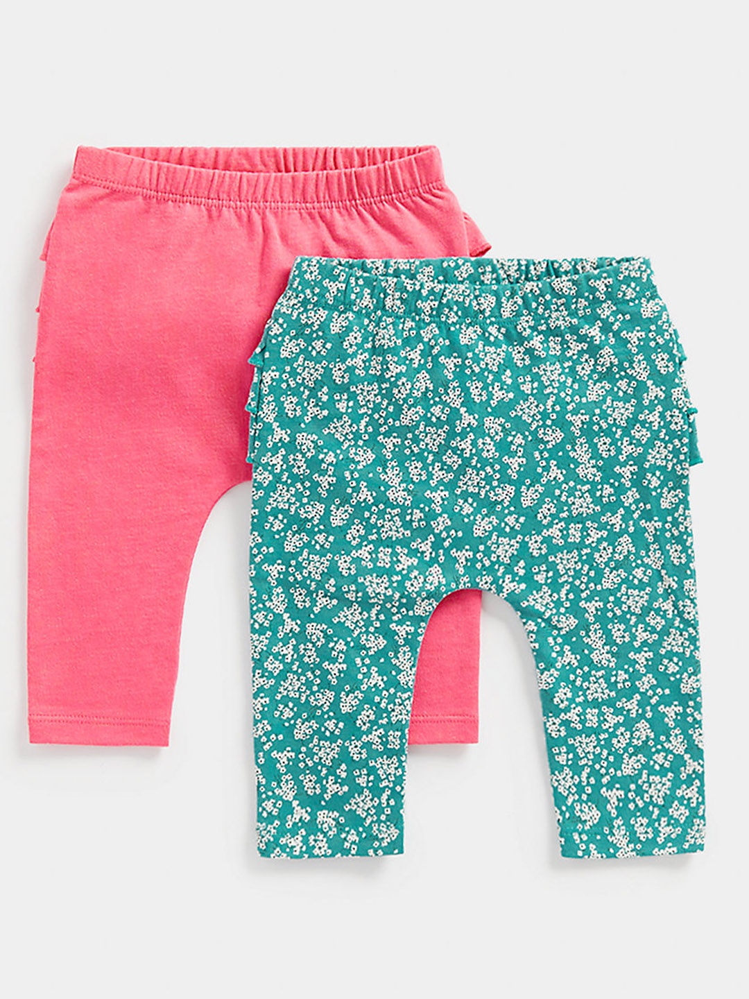 

mothercare Infant Girls Set of 2 Leggings With Ruffle Detailing, Pink