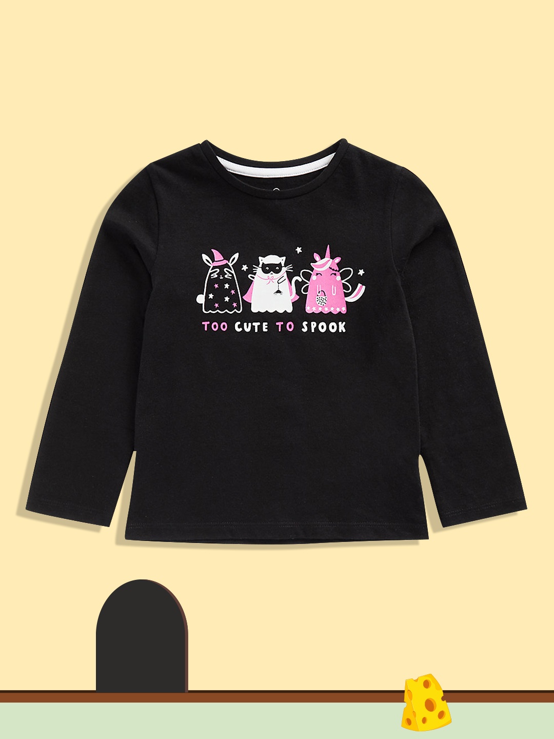 

mothercare Infant Girls Black Printed Pure Cotton Top