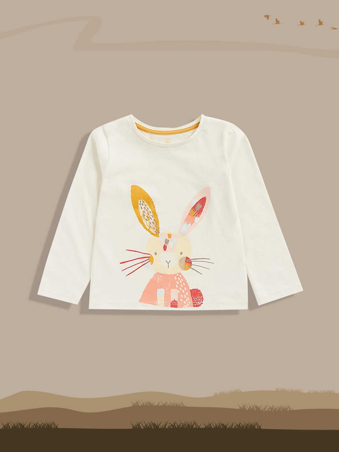 

mothercare Infant Girls Cream-Coloured Printed Pure Cotton Top