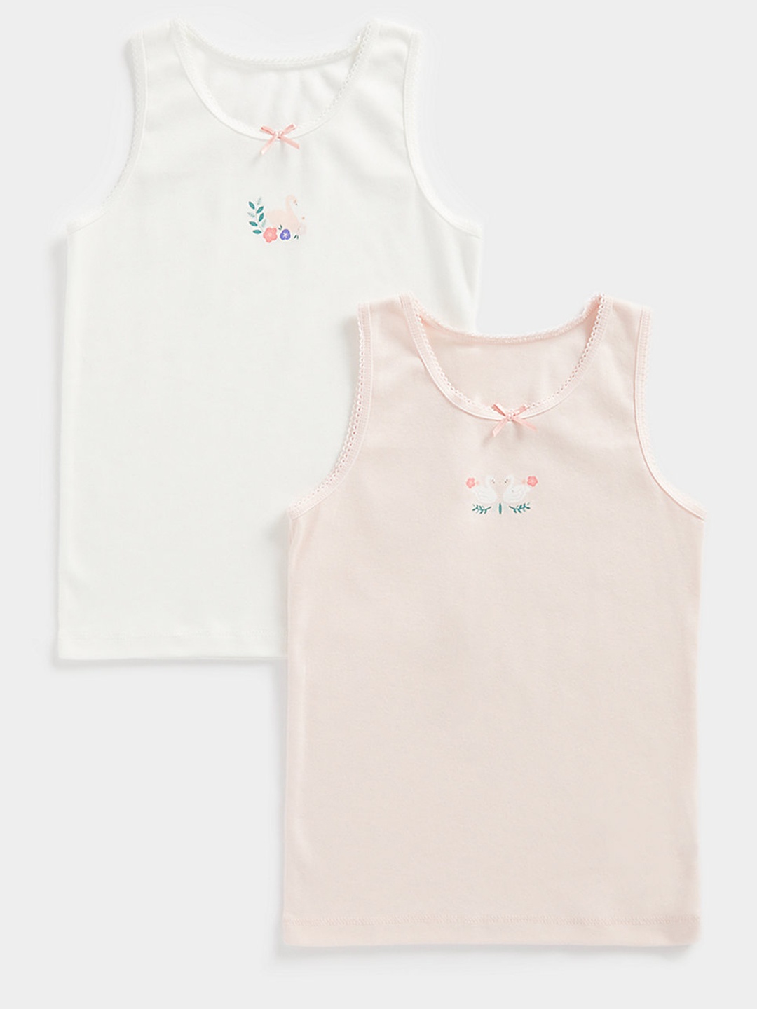

mothercare Girls Pack of 2 Pure Cotton Innerwear Vests, White