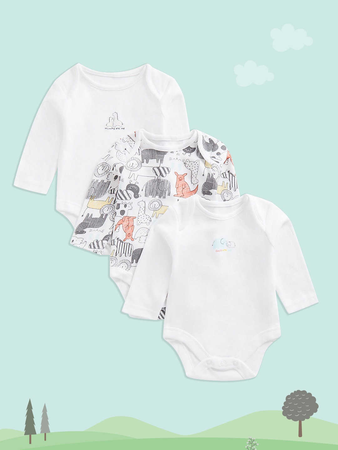 

mothercare Infants Set of 3 Pure Cotton Bodysuits, White