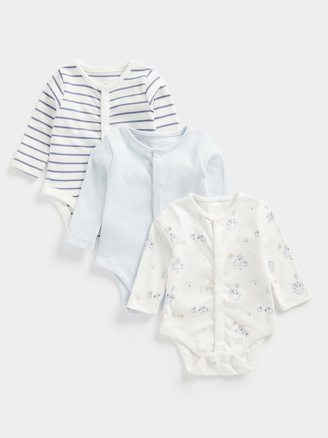 

mothercare Infant Boys Set Of 3 Organic Cotton Bodysuits, White
