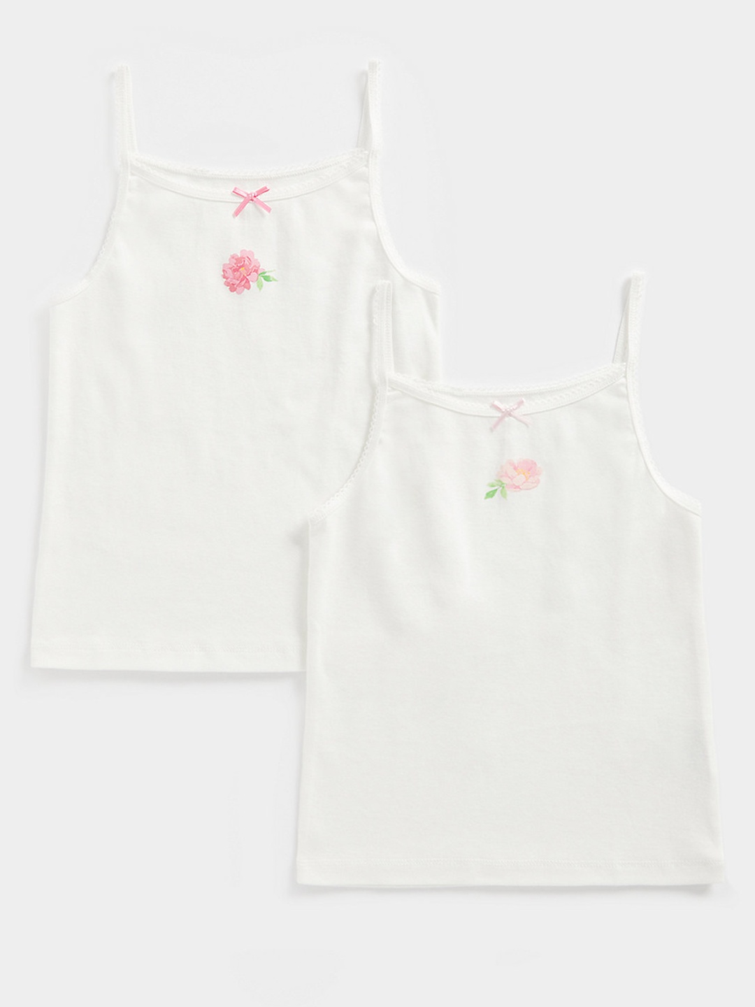 

mothercare Girls White Pack of 2 Solid Cotton Innerwear Vests