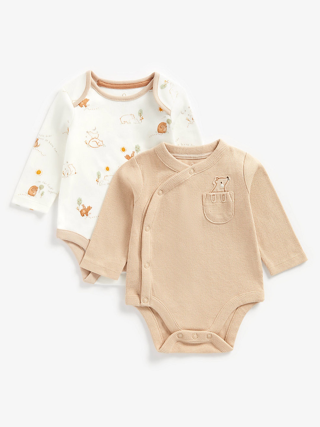 

mothercare Infant White & Beige Pack of 2 Bodysuits