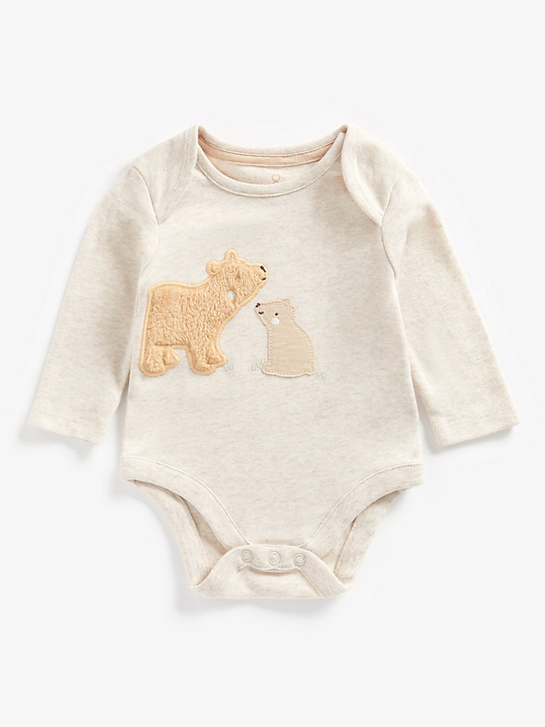 

mothercare Infants Beige Solid Organic Cotton Bodysuit With Applique