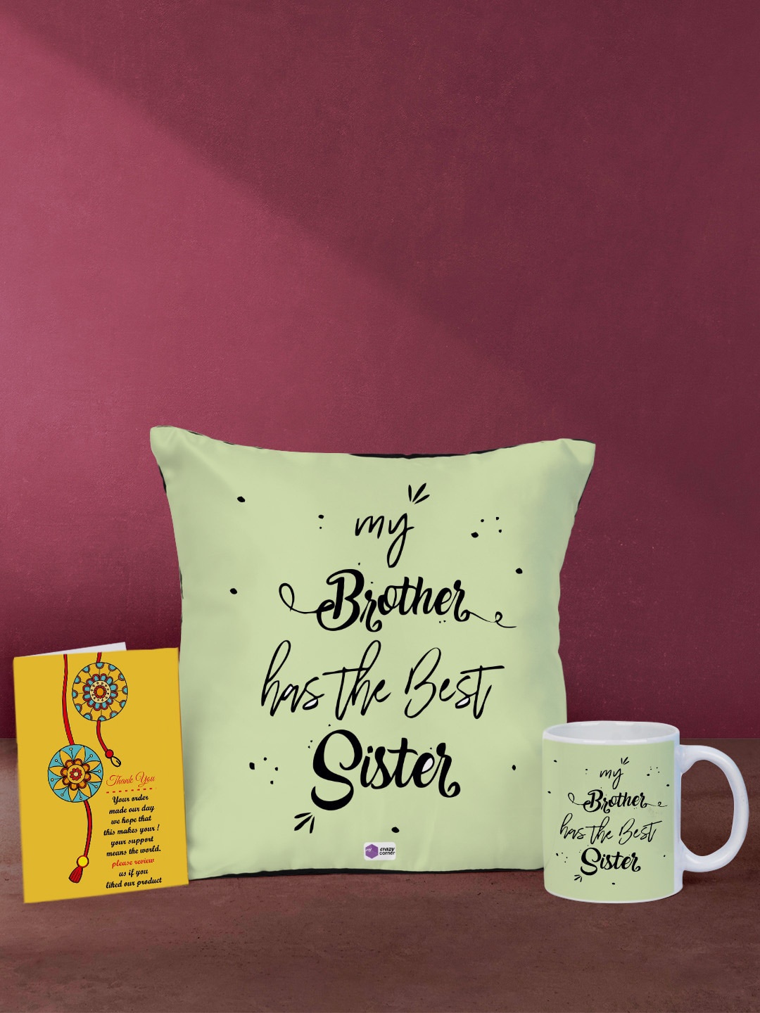 

Crazy Corner Green & Yellow Printed Rakhi Gift Sets