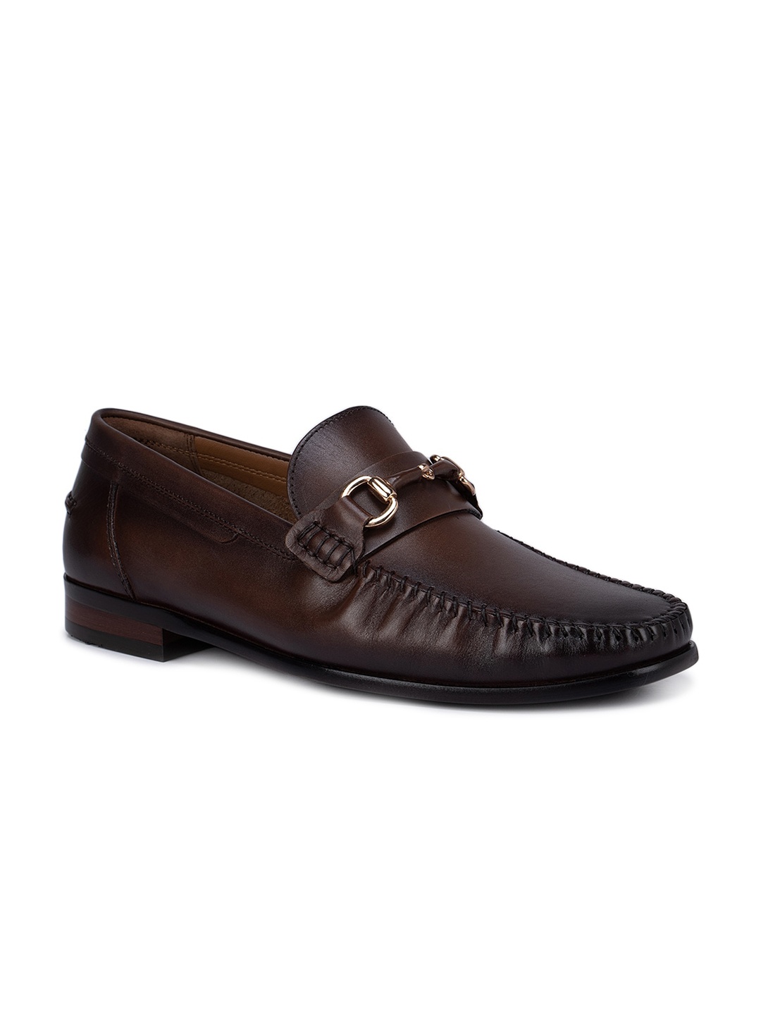 

ROSSO BRUNELLO Men Brown Solid Leather Loafer Formal Shoes