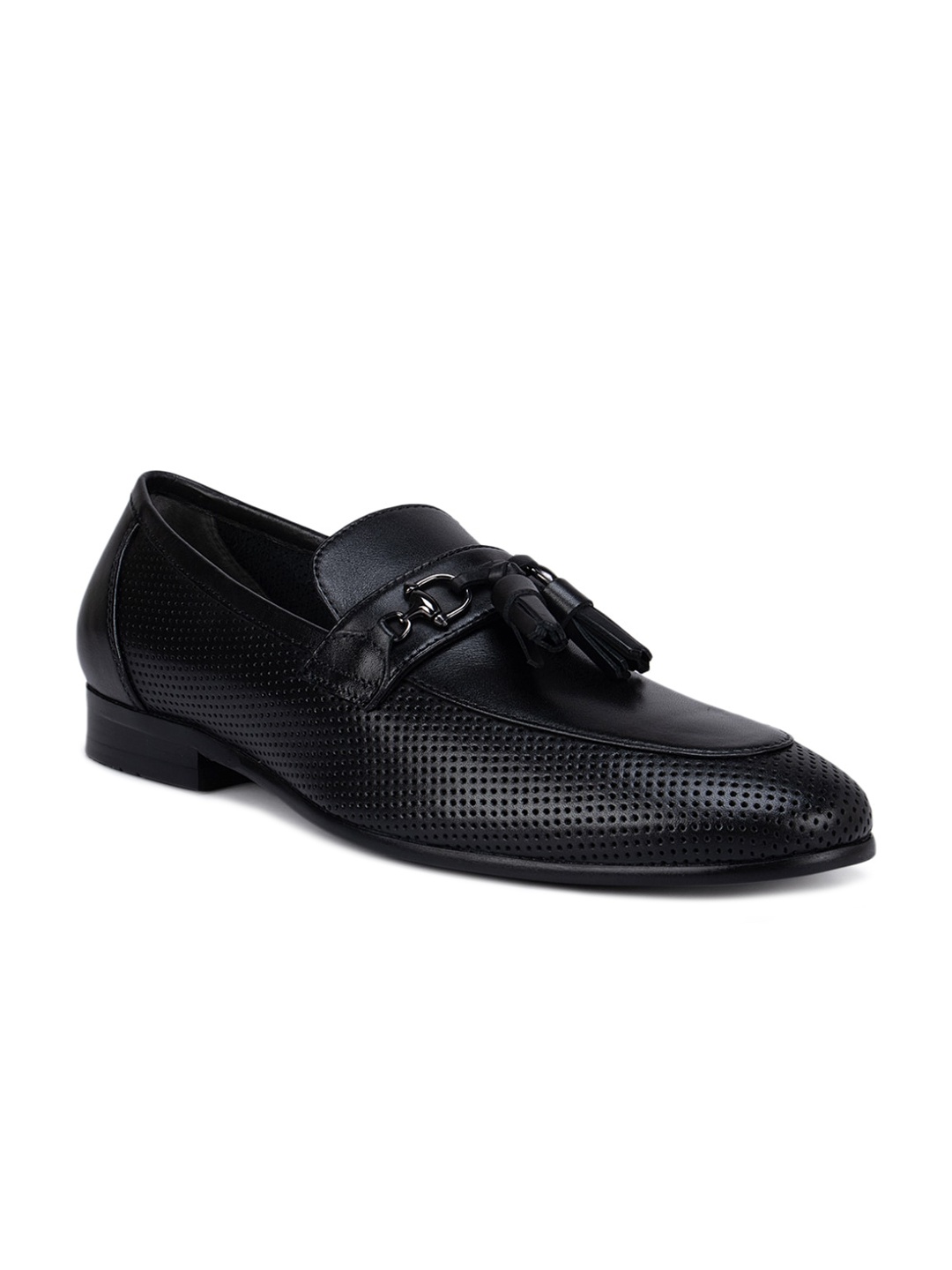 

ROSSO BRUNELLO Men Black Solid Leather Formal Loafers