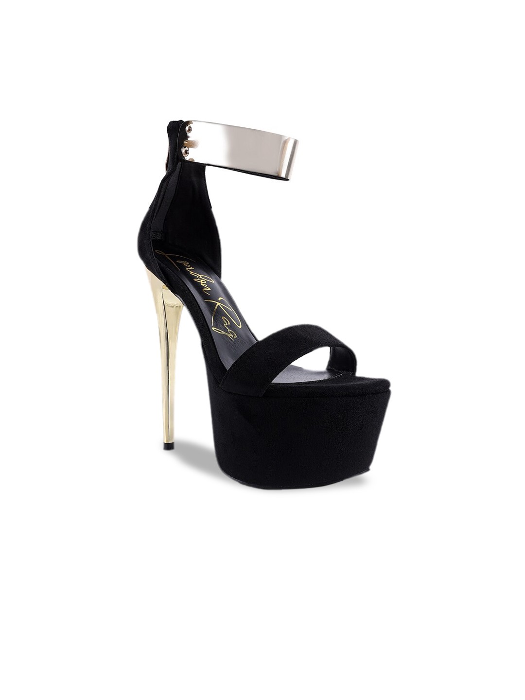 

London Rag Black Suede Party Stiletto Sandals