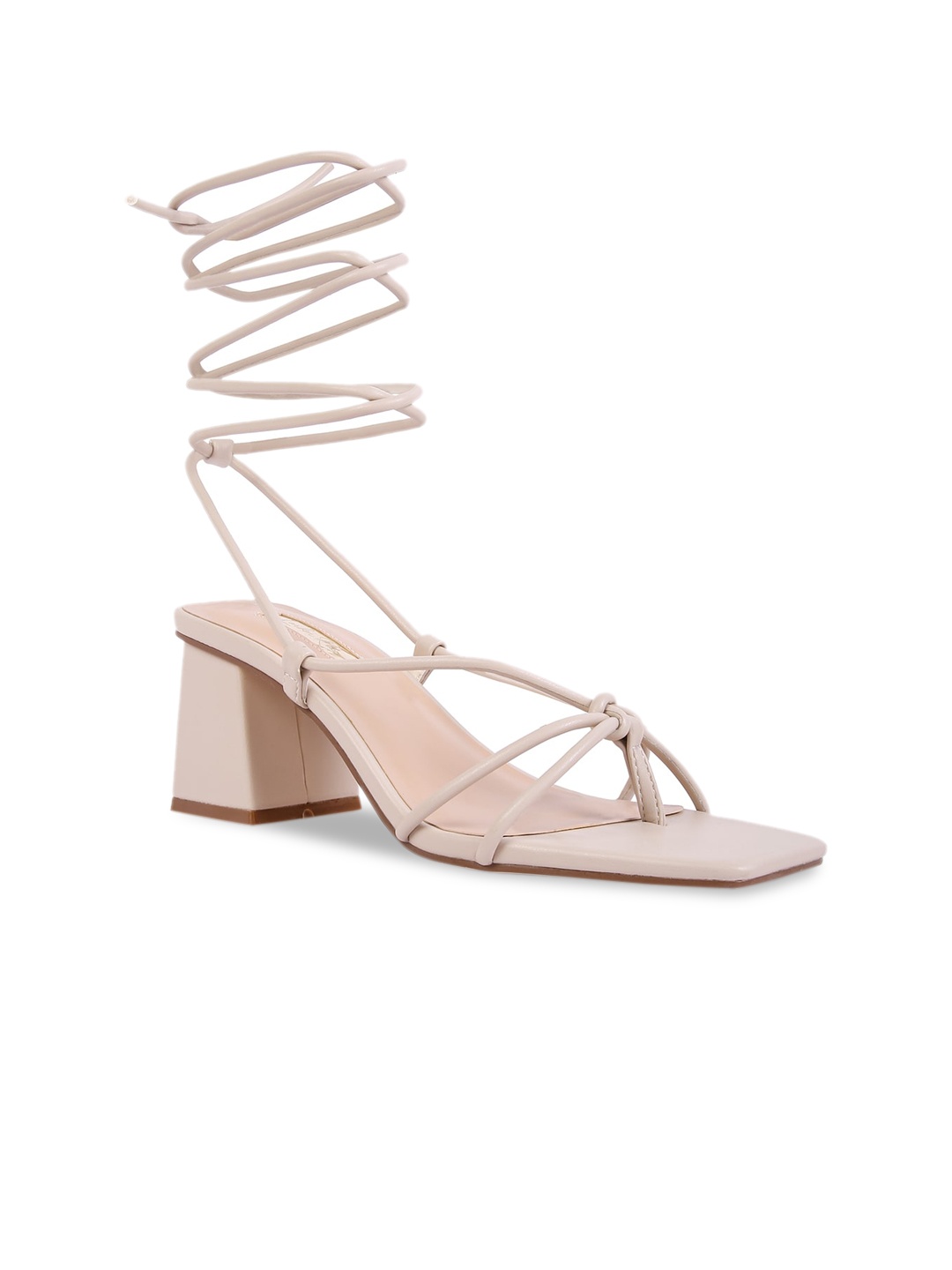 

London Rag Beige Party Block Heel Sandals