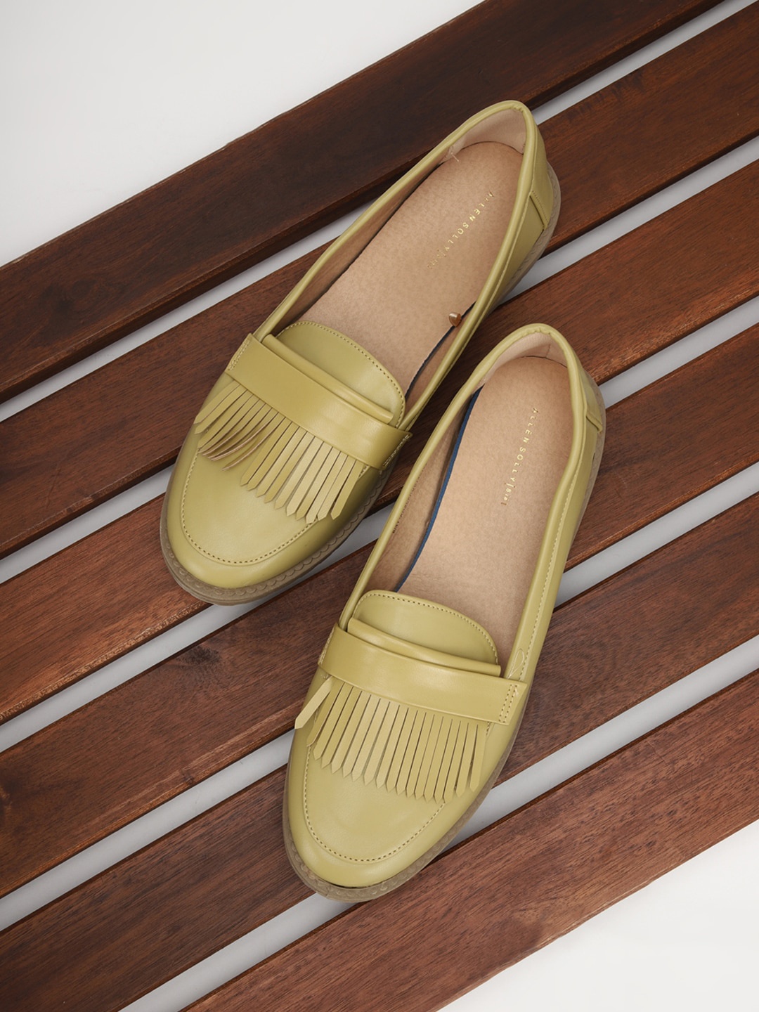 

Allen Solly Woman Women Khaki Striped PU Slip-On Sneakers