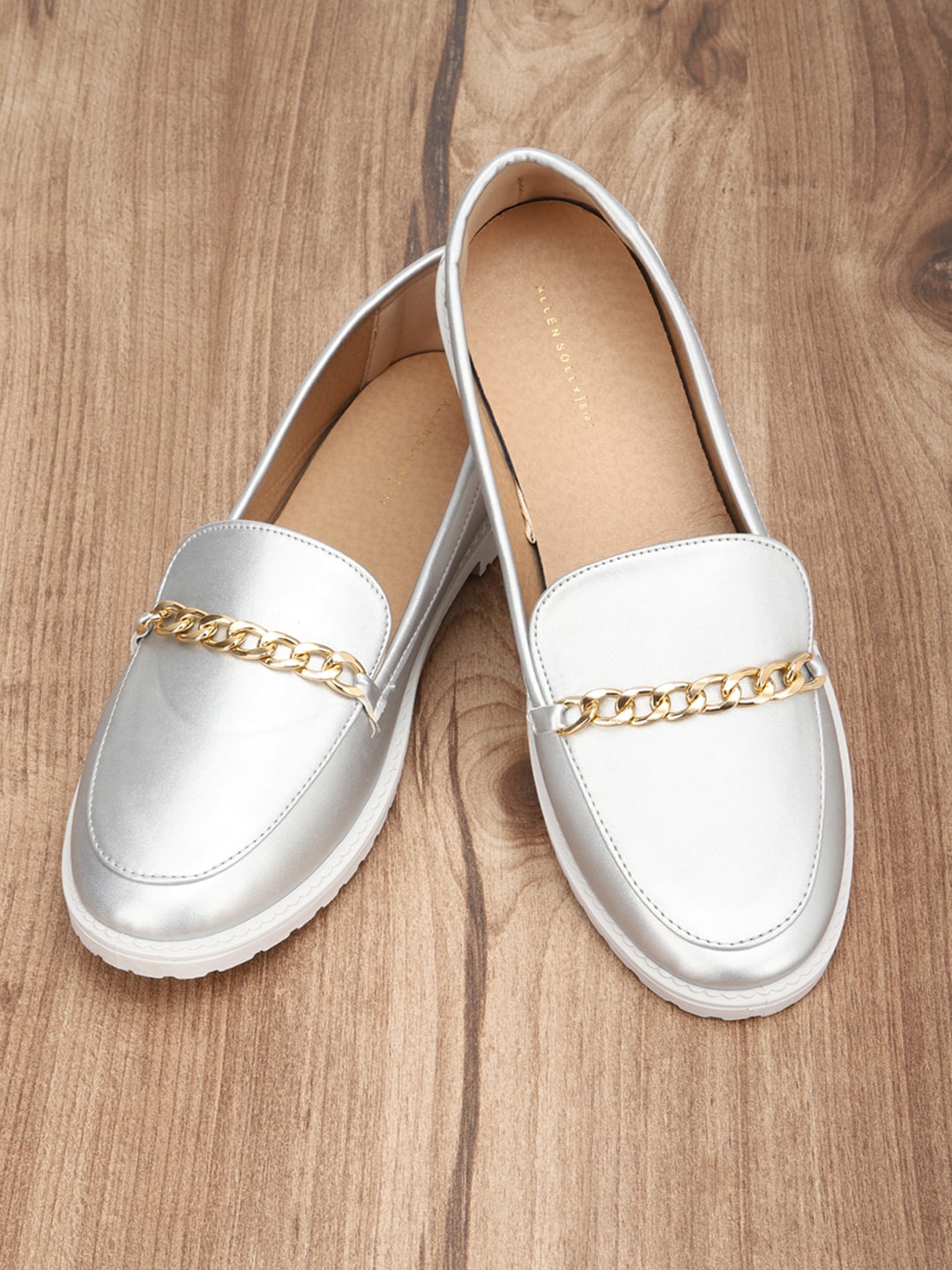 

Allen Solly Woman Women Silver-Toned Colourblocked PU Slip-On Sneakers
