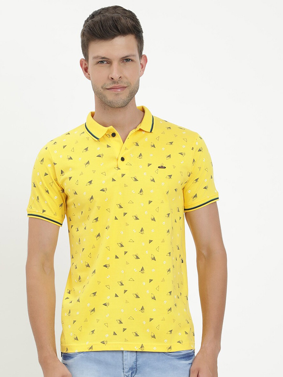 

V2 Value & Variety Men Yellow & sunny Printed Polo Collar T-shirt