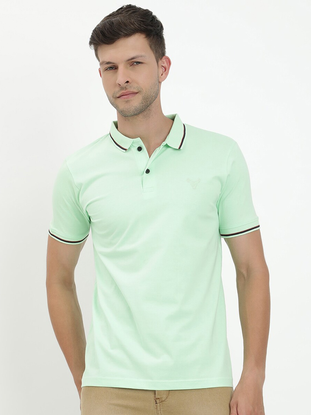 

V2 Value & Variety Men Green & aqua glass Polo Collar T-shirt
