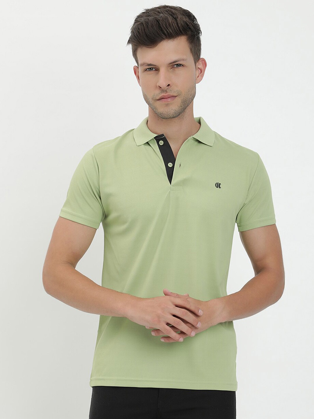 

V2 Value & Variety Men Green & margarita Polo Collar T-shirt