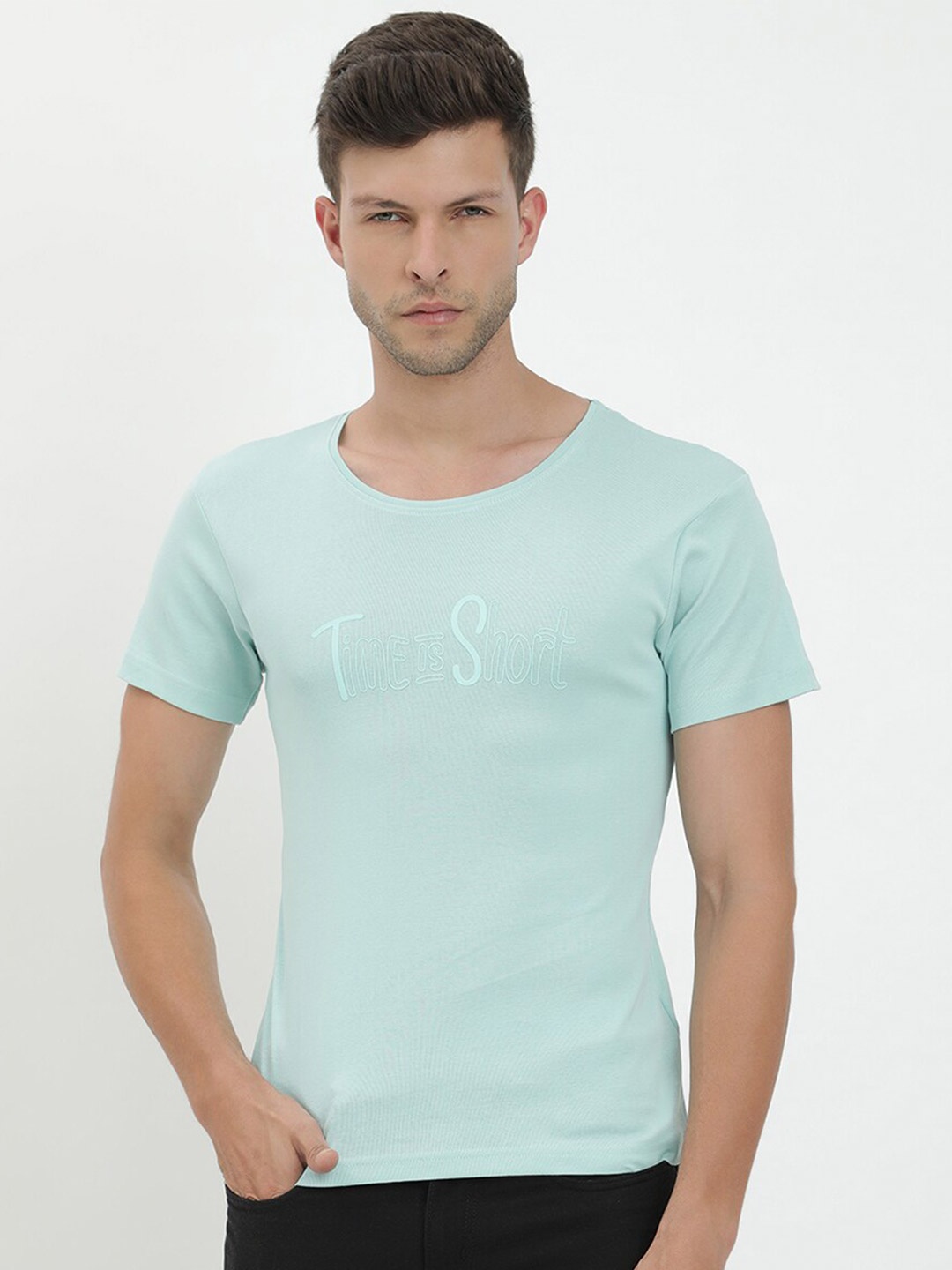 

V2 Value & Variety Men Green & bleached aqua V-Neck T-shirt