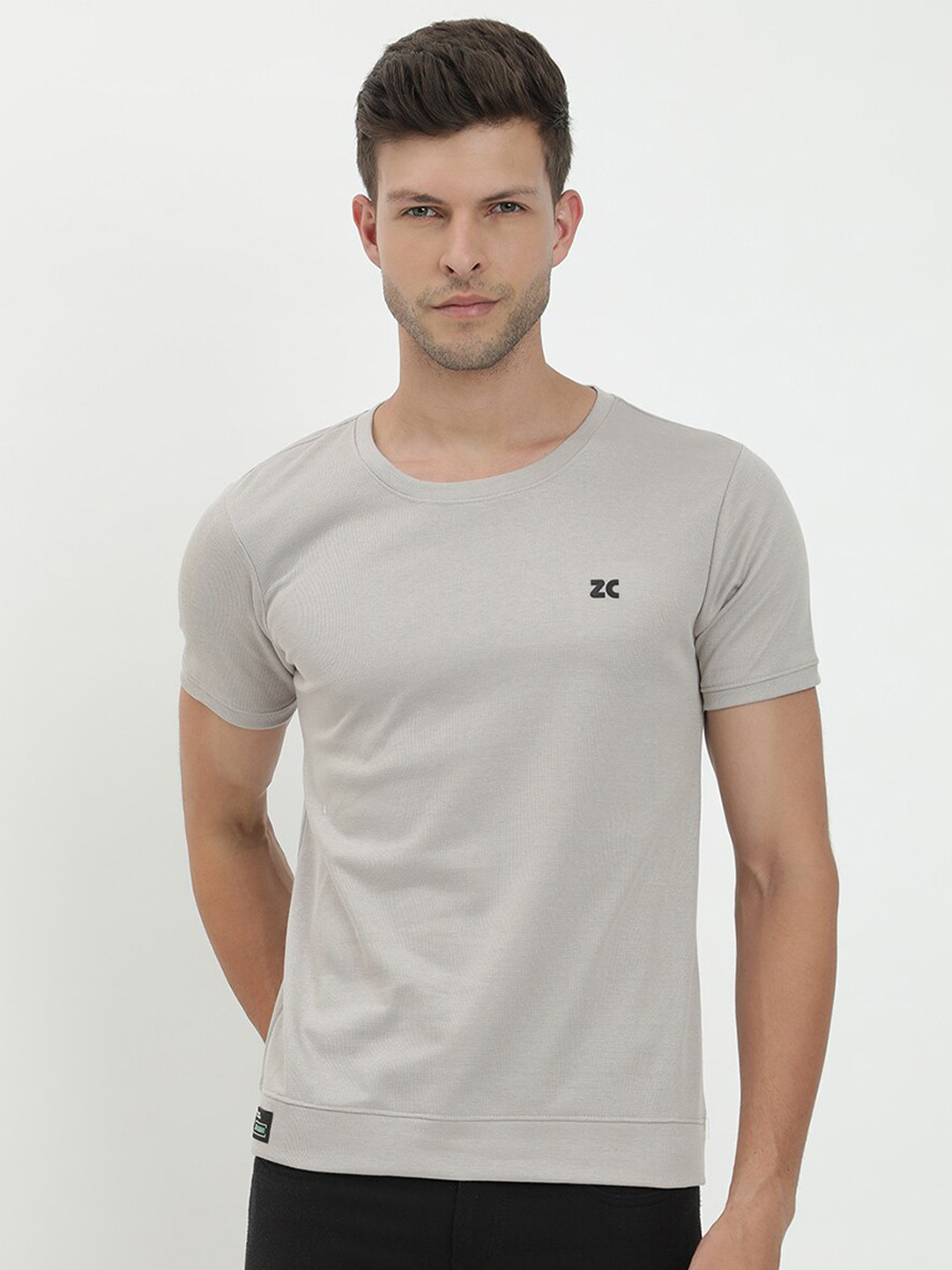 

V2 Value & Variety Men Grey & silver foil Pure Cotton T-shirt