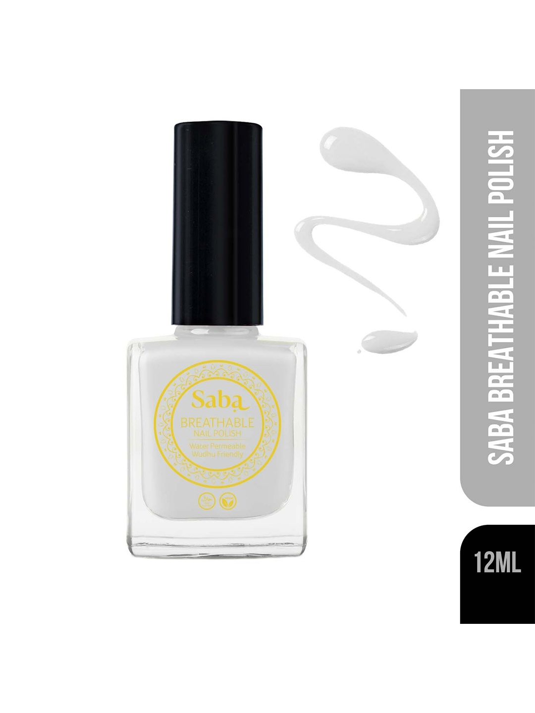 

Saba Breathable Nail Paint-Titanium Grey 12ml, Off white