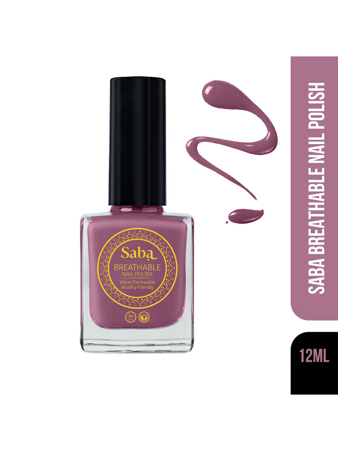 

Saba Water Permeable Vegan Wudhu Friendly Breathable Nail Polish 12 ml - Burnt Rose, Mauve
