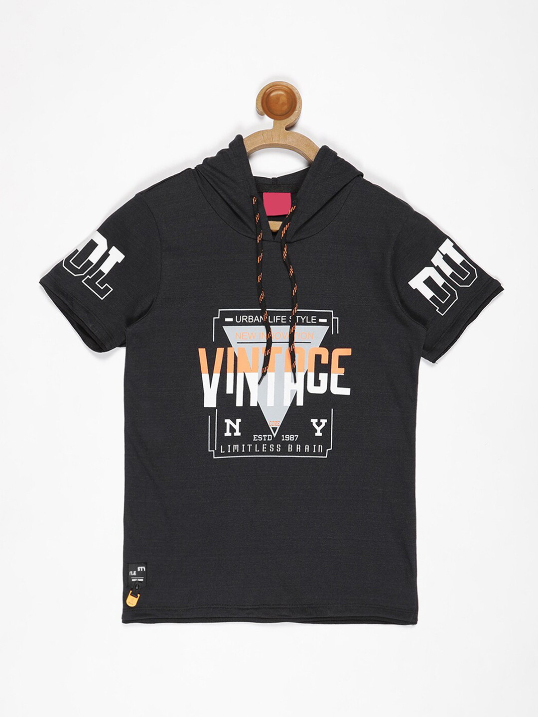 

V2 Value & Variety Boys Grey Printed V-Neck Applique T-shirt