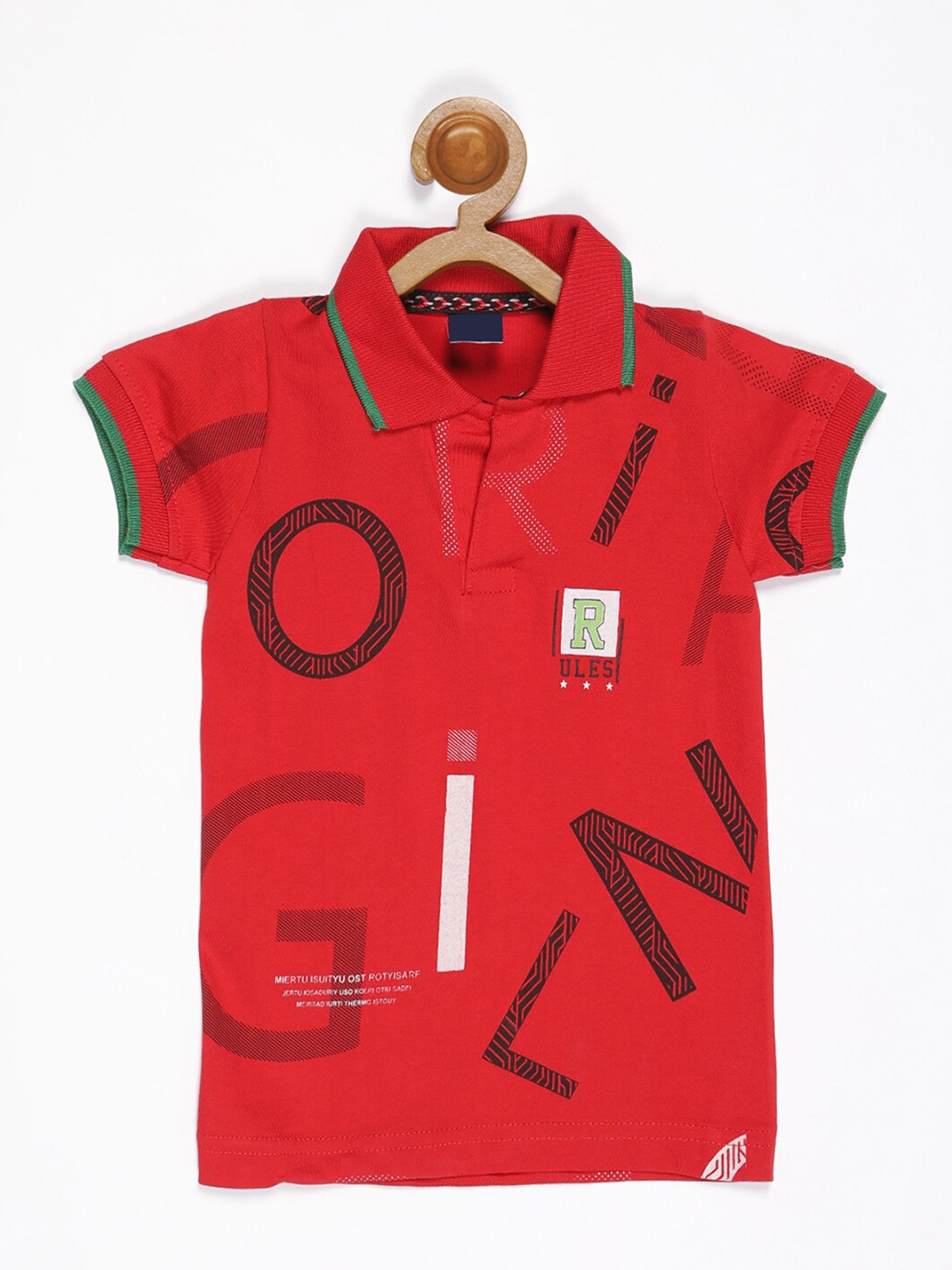 

V2 Value & Variety Boys Red Typography Printed V-Neck T-shirt