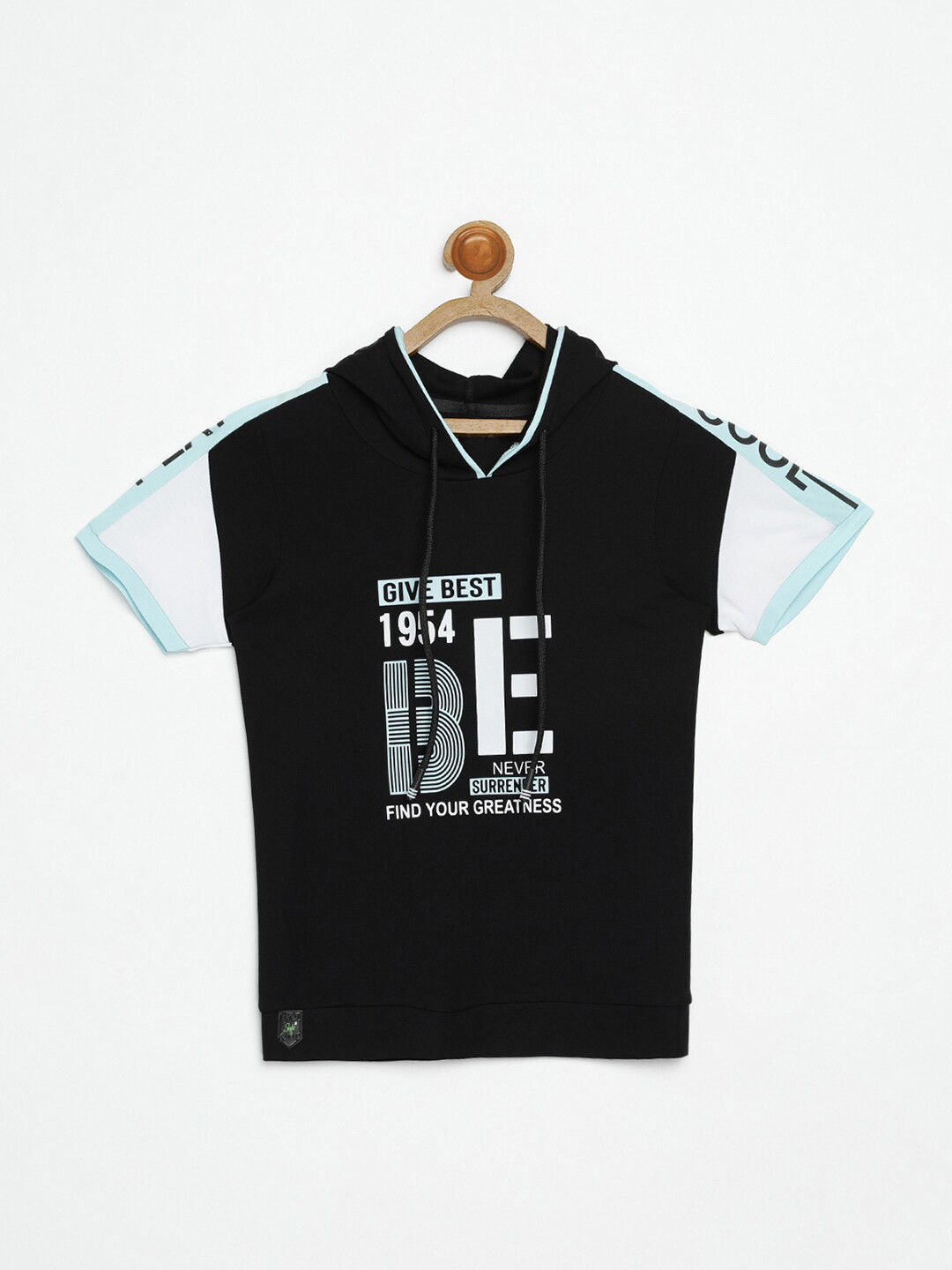 

V2 Value & Variety Boys Black Extended Sleeves Monochrome T-shirt
