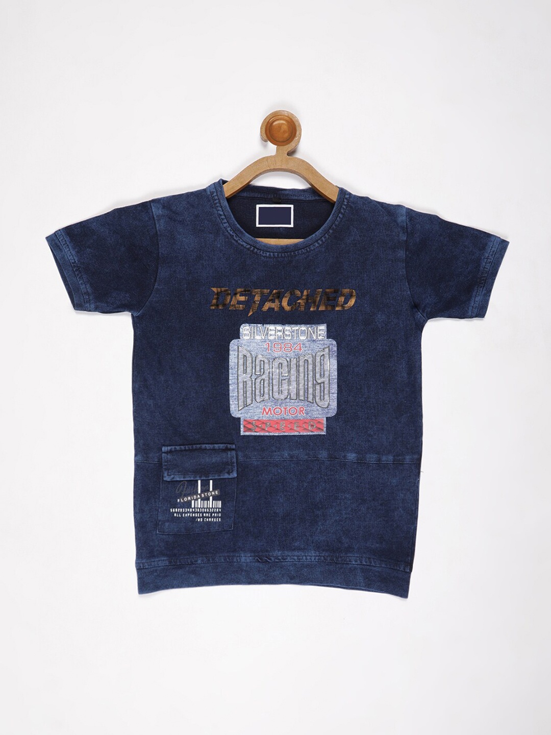 

V2 Value & Variety Boys Blue Dyed Tropical Raw Edge T-shirt