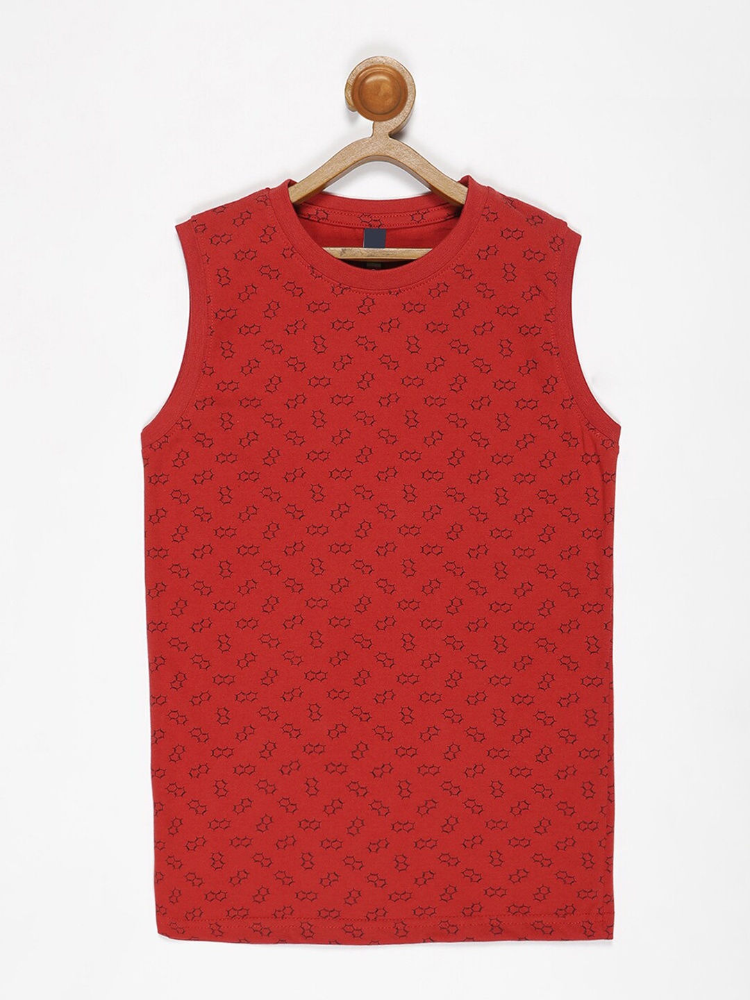 

V2 Value & Variety Boys Rust Printed Mandarin Collar T-shirt