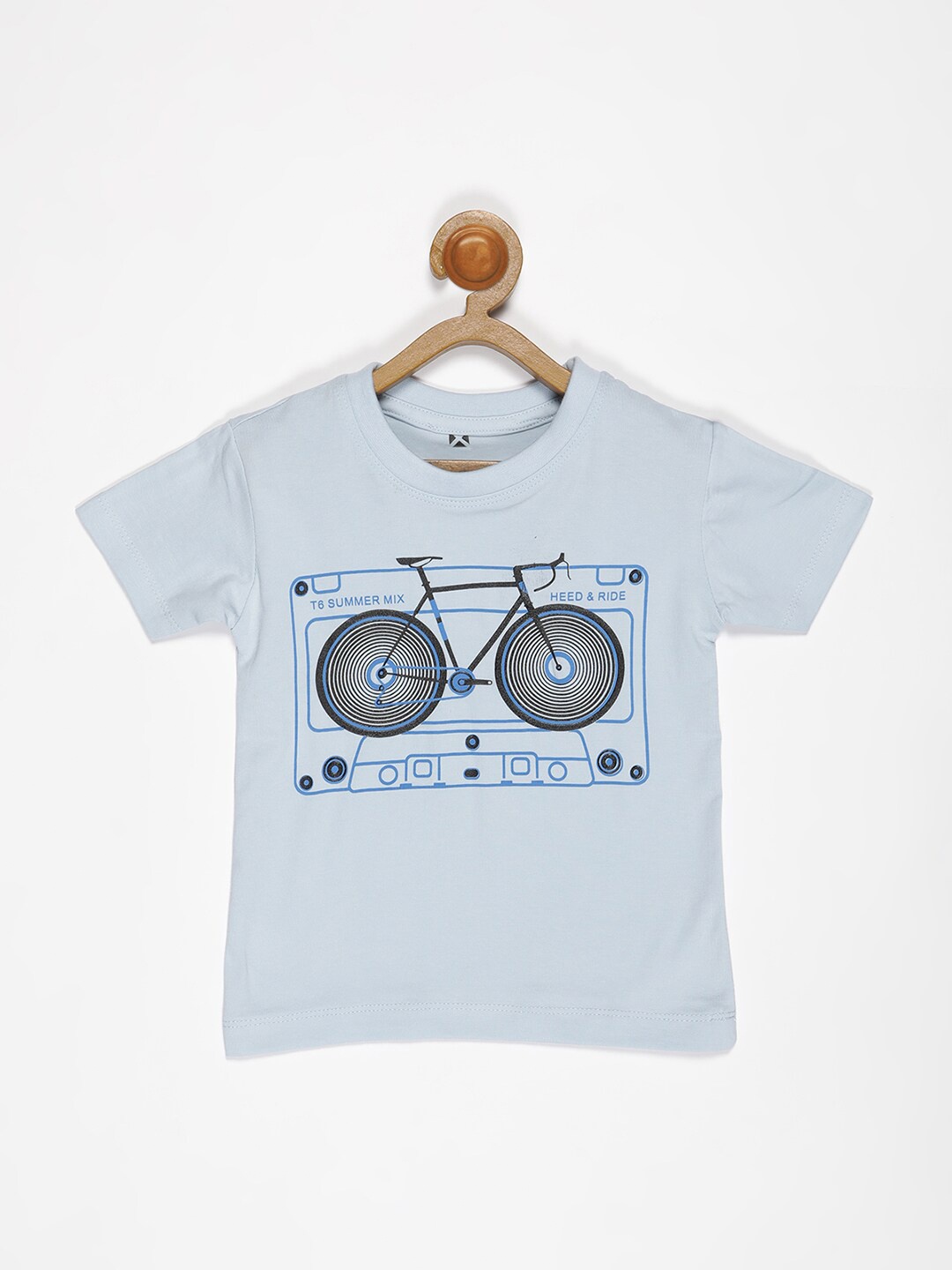 

V2 Value & Variety Boys Blue Printed Applique T-shirt