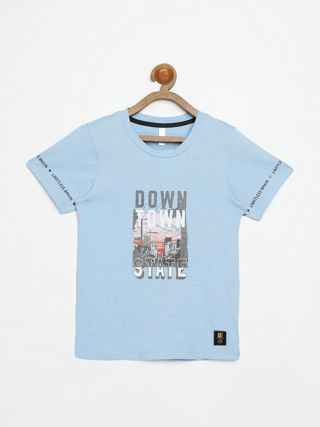 

V2 Value & Variety Boys Blue Typography Printed Applique T-shirt