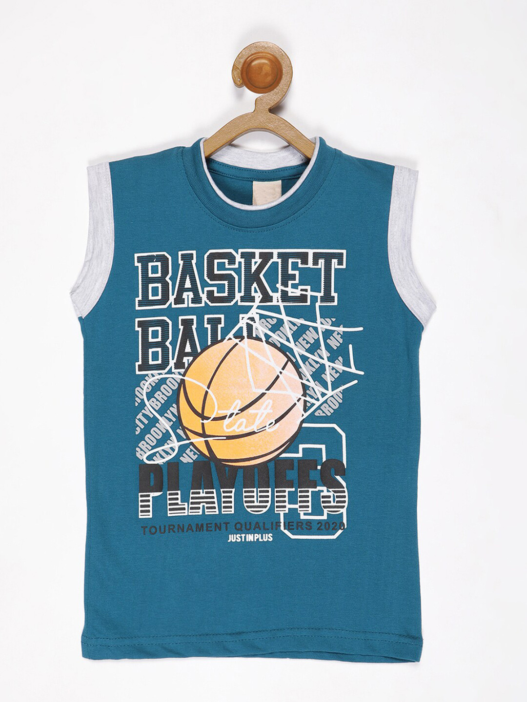 

V2 Value & Variety Boys Teal Printed Applique T-shirt